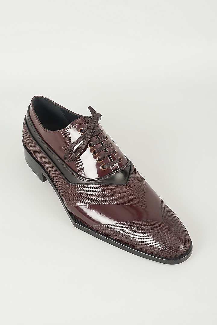 Oxblood Panelled Leather Vintage Oxford Shoes by SALIL BHATIA at Pernia's Pop Up Shop