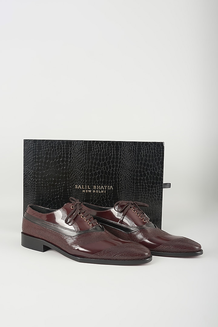 Oxblood Panelled Leather Vintage Oxford Shoes by SALIL BHATIA at Pernia's Pop Up Shop