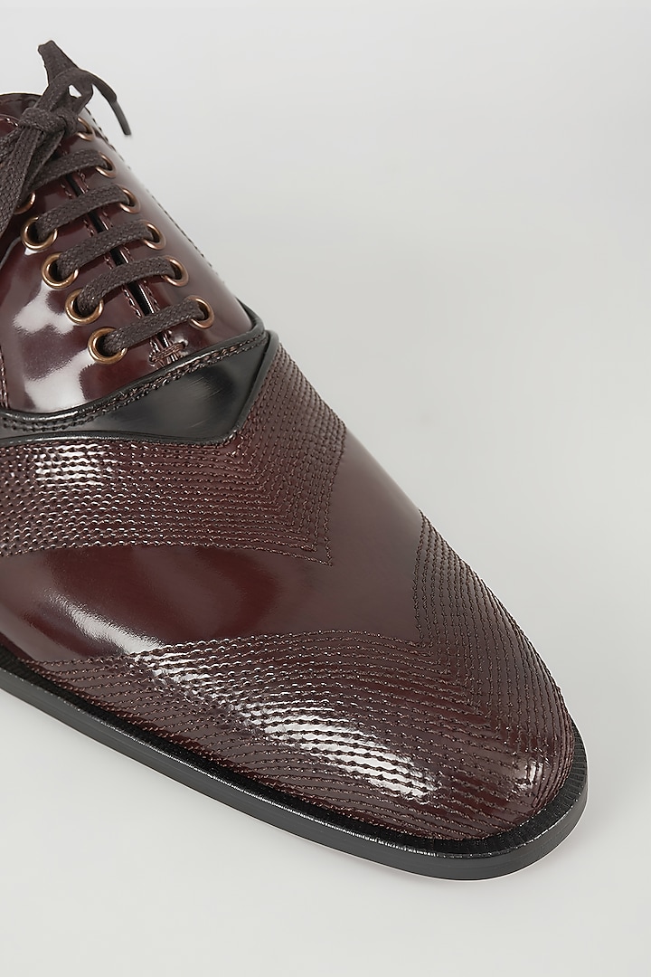 Oxblood Panelled Leather Vintage Oxford Shoes by SALIL BHATIA at Pernia's Pop Up Shop