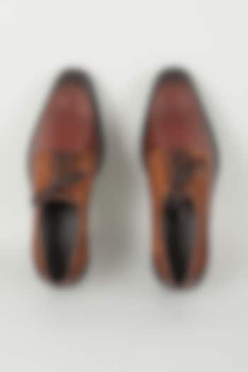 Cognac Suede & Leather Brogue Derby Shoes by SALIL BHATIA at Pernia's Pop Up Shop