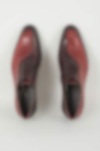 Orange Tan & Brown Dual Tone Leather Oxford Shoes by SALIL BHATIA at Pernia's Pop Up Shop
