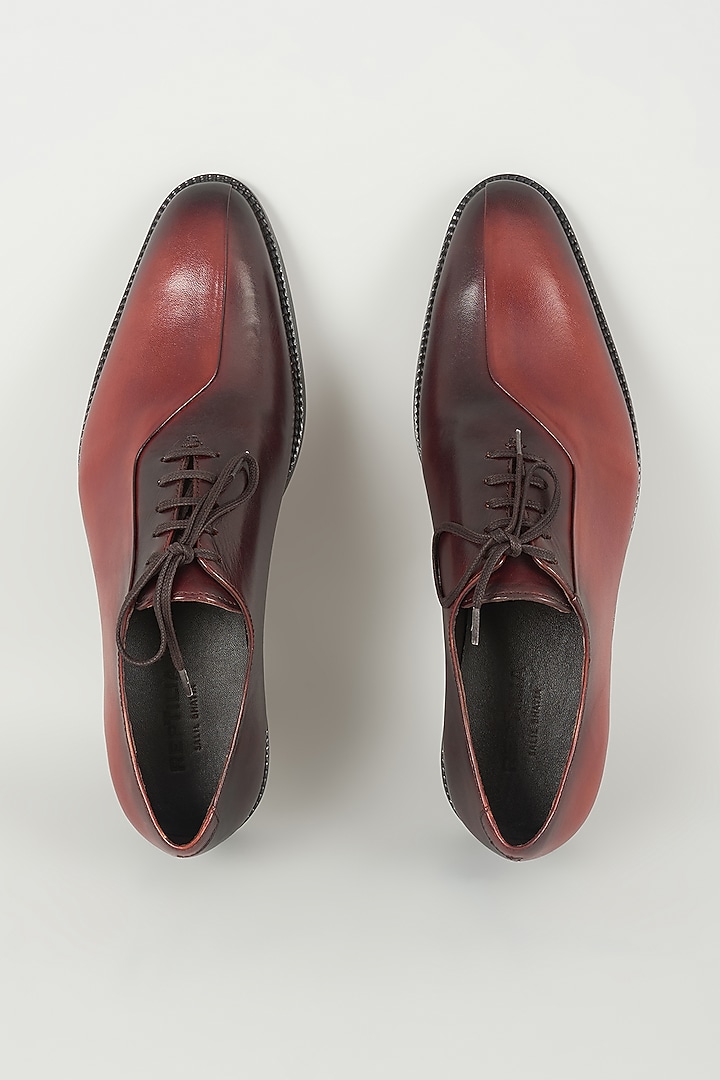 Orange Tan & Brown Dual Tone Leather Oxford Shoes by SALIL BHATIA at Pernia's Pop Up Shop