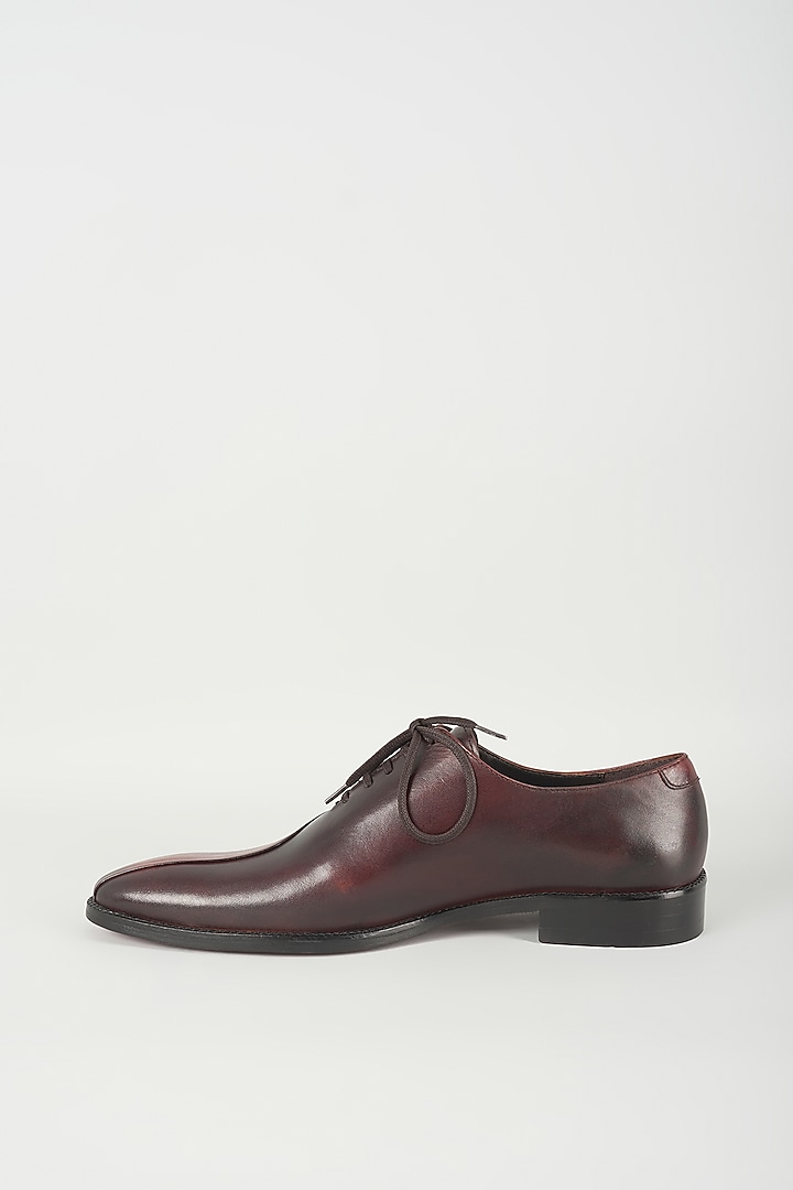 Orange Tan & Brown Dual Tone Leather Oxford Shoes by SALIL BHATIA at Pernia's Pop Up Shop