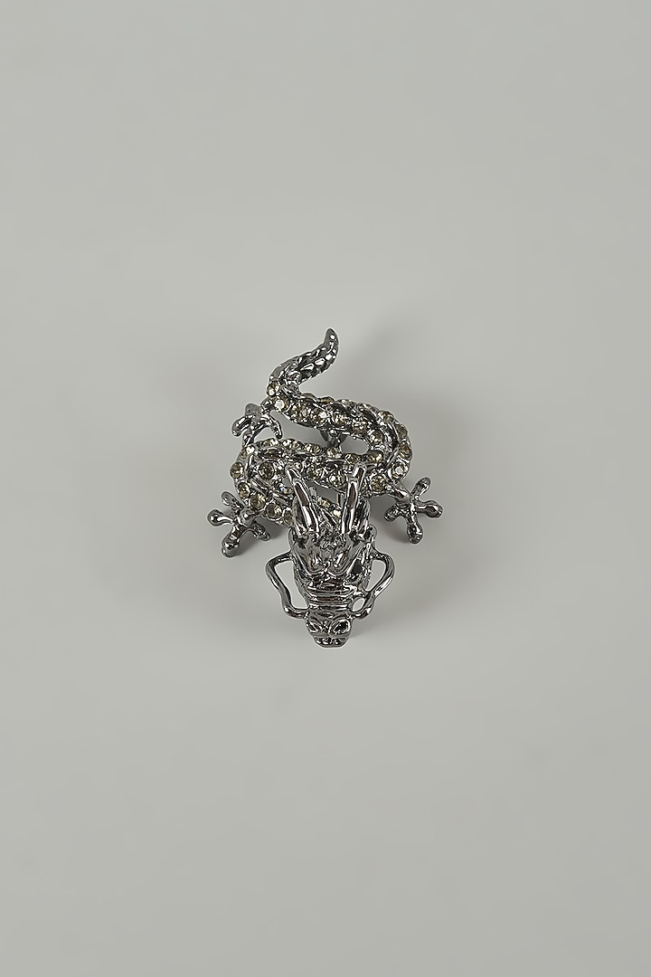 Gunmetal Finish Dragon Brooch by SALIL BHATIA at Pernia's Pop Up Shop