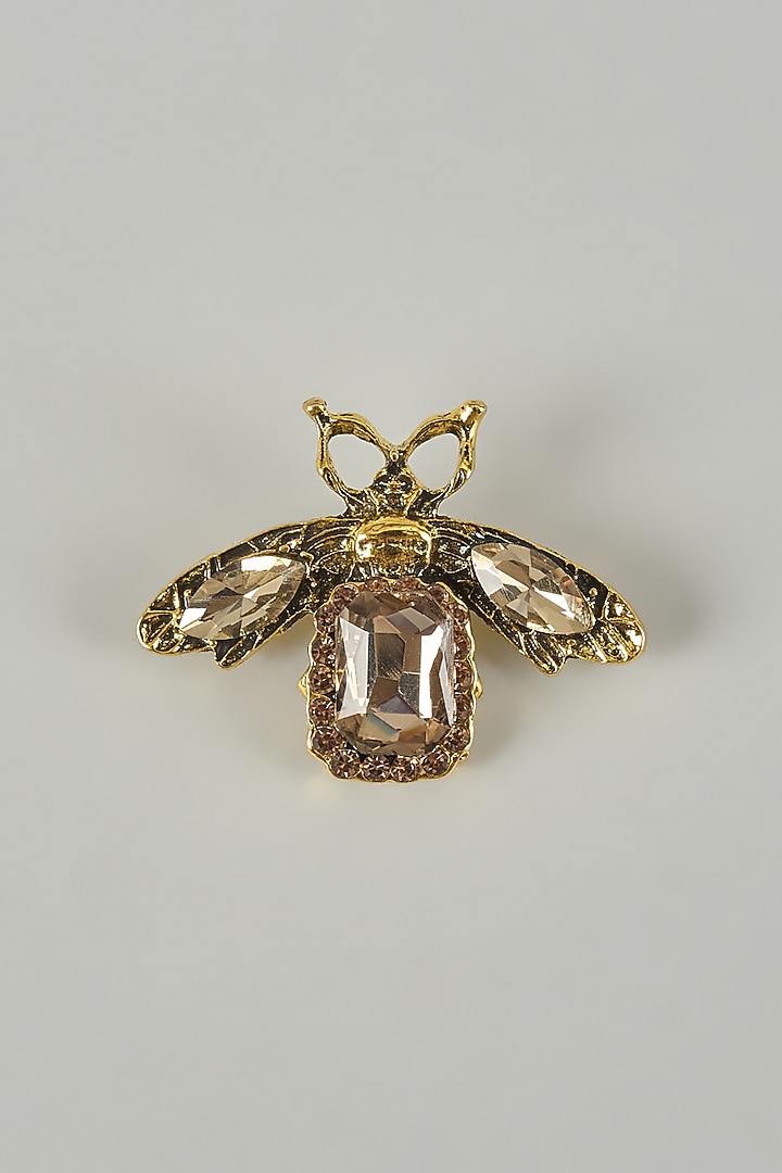 Antique Finish Queen Bee Embellished Brooch by SALIL BHATIA at Pernia's Pop Up Shop