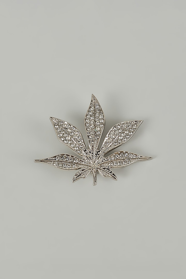 Silver Finish Maple Leaf Embellished Brooch by SALIL BHATIA at Pernia's Pop Up Shop