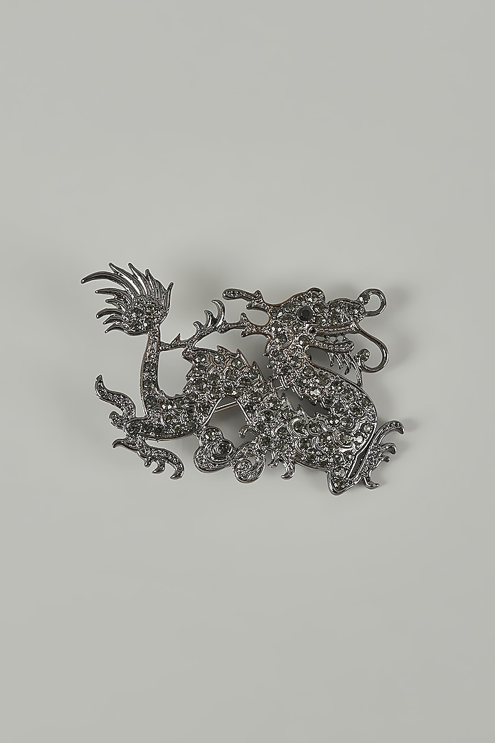 Gunmetal finish Chinese Dragon Brooch by SALIL BHATIA at Pernia's Pop Up Shop
