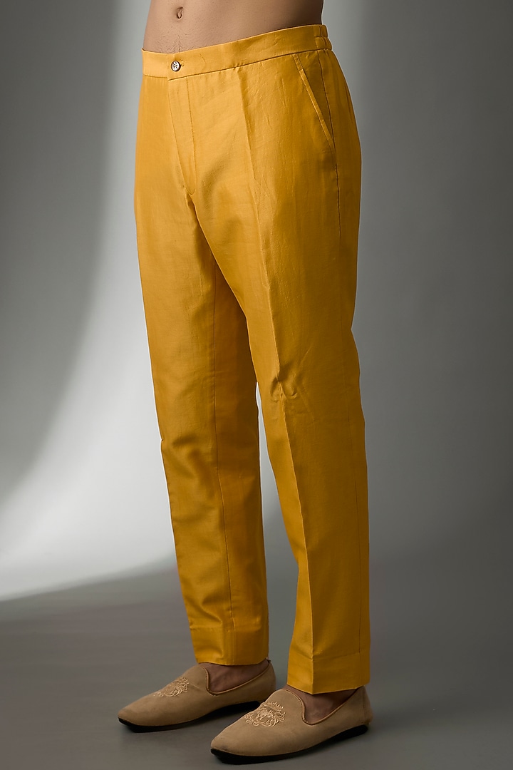Yellow Art Silk Thread Embellished Wedding Indowestern Set by SALIL BHATIA at Pernia's Pop Up Shop