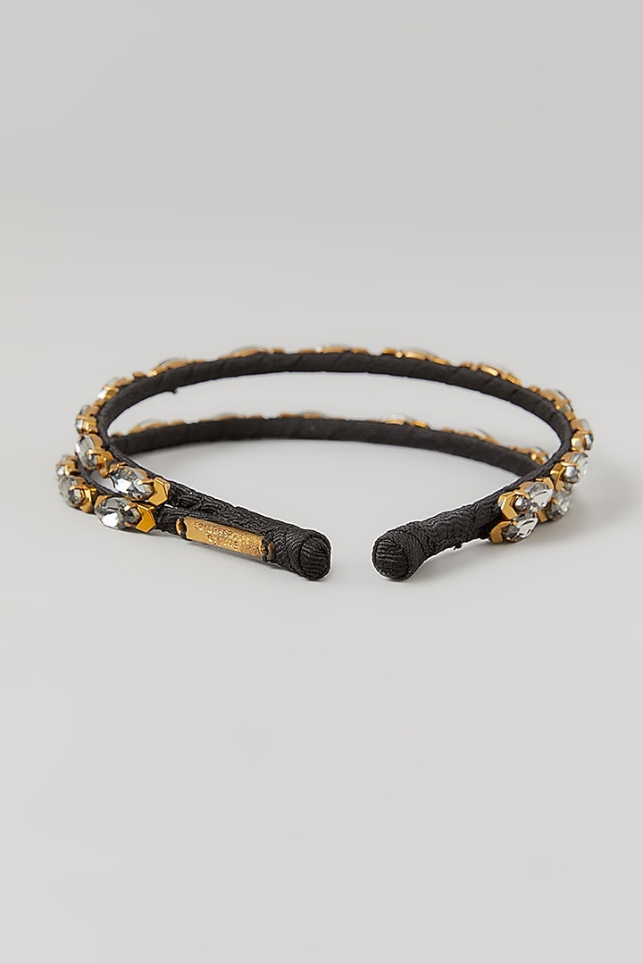 Silver & Gold Crystal Embellished Layered Handcrafted Hairband by Studio Accessories at Pernia's Pop Up Shop