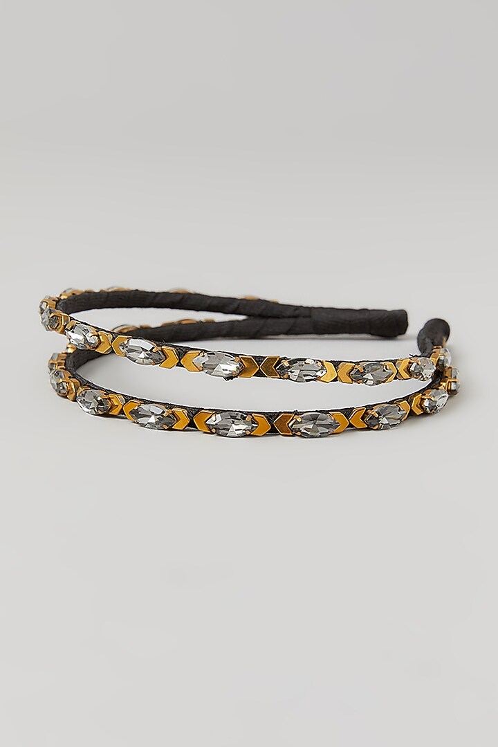 Silver & Gold Crystal Embellished Layered Handcrafted Hairband by Studio Accessories at Pernia's Pop Up Shop