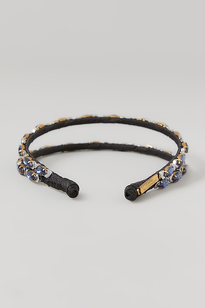 Silver & Blue Crystal Embellished Layered Handcrafted Hairband by Studio Accessories at Pernia's Pop Up Shop