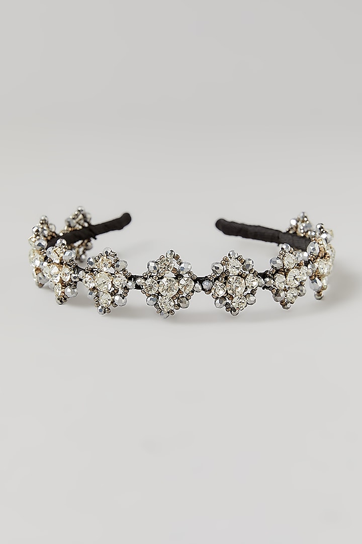 Silver Crystal Embellished Handcrafted Hairband by Studio Accessories