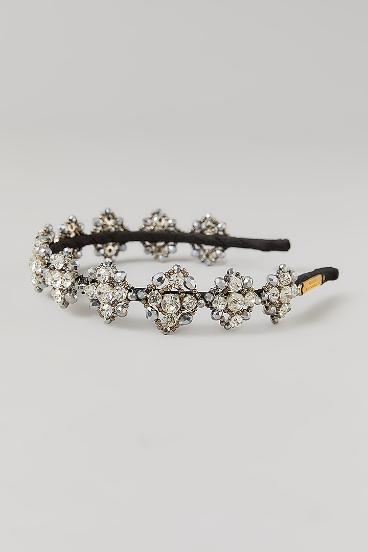 Silver Crystal Embellished Handcrafted Hairband by Studio Accessories at Pernia's Pop Up Shop
