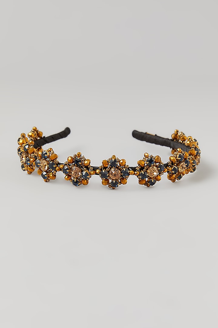 Gold Crystal Embellished Handcrafted Hairband by Studio Accessories