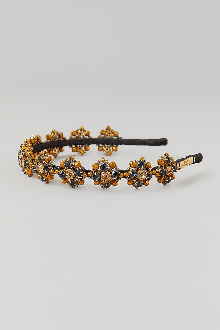 Gold Crystal Embellished Handcrafted Hairband by Studio Accessories at Pernia's Pop Up Shop