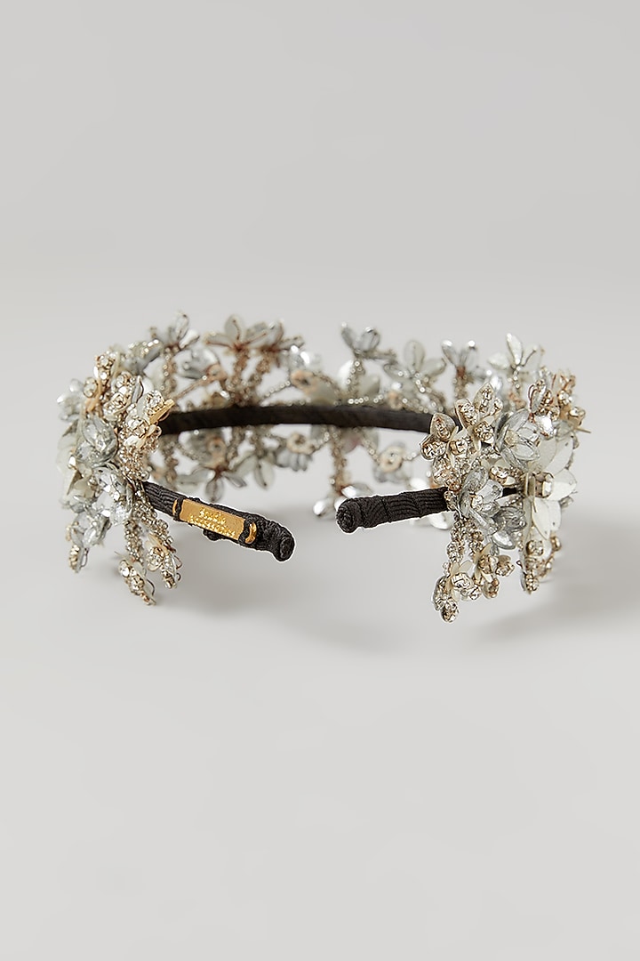 Primrose Silver Crystal Embellished Handcrafted Floral Hairband by Studio Accessories at Pernia's Pop Up Shop