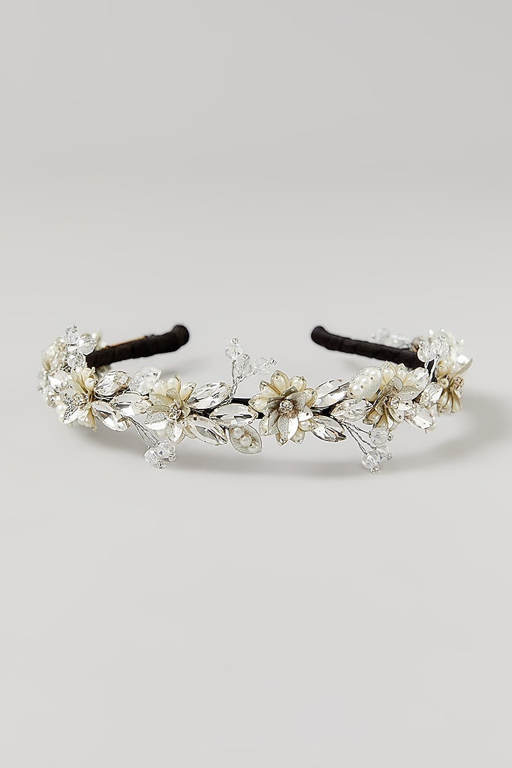 Silver Crystal & Sequins Embellished Handcrafted Hairband by Studio Accessories