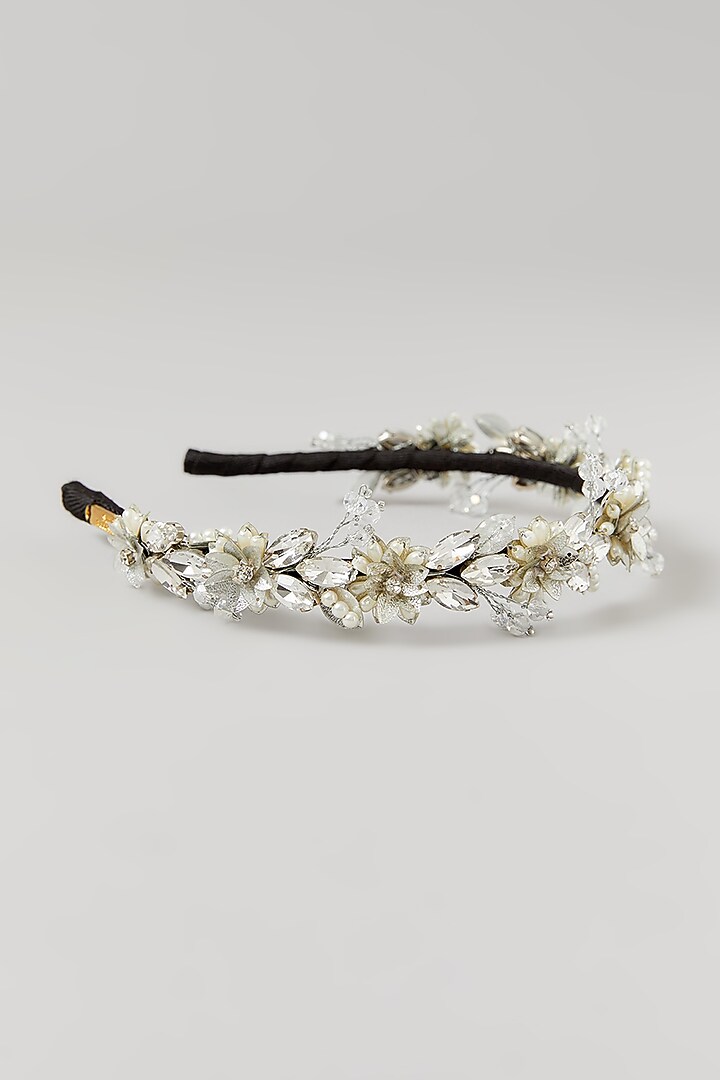 Silver Crystal & Sequins Embellished Handcrafted Hairband by Studio Accessories at Pernia's Pop Up Shop