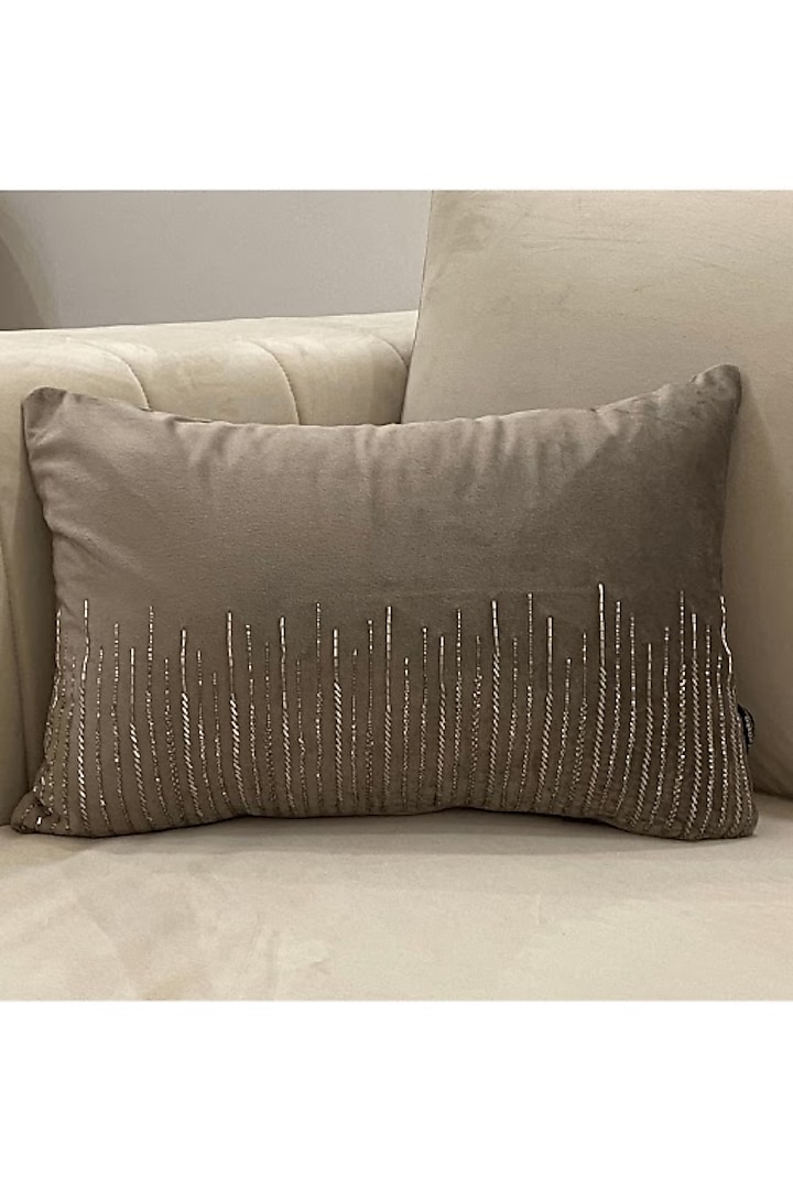 Grandeur Silver Velvet Cushion Cover by SADYASKA