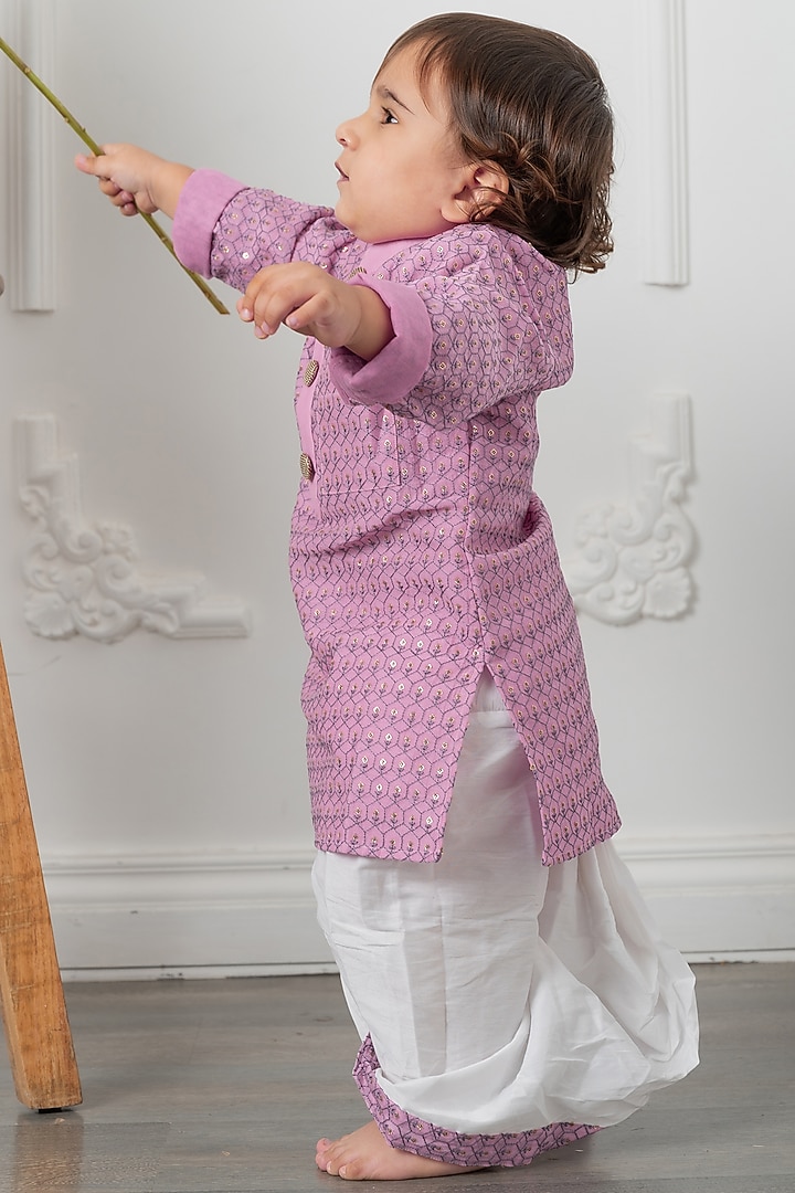 White Cotton Silk Dhoti Set For Boys by Kirti Agarwal Pret n Couture at Pernia's Pop Up Shop