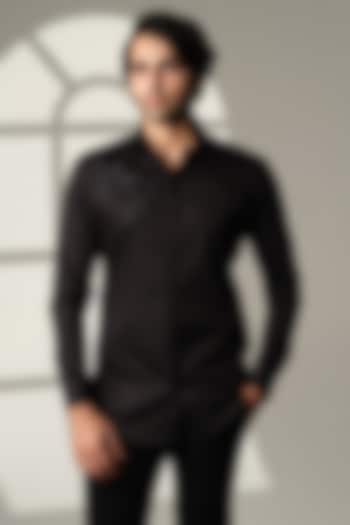 Black Cotton Shirt by SANJANA REDDY MEN at Pernia's Pop Up Shop