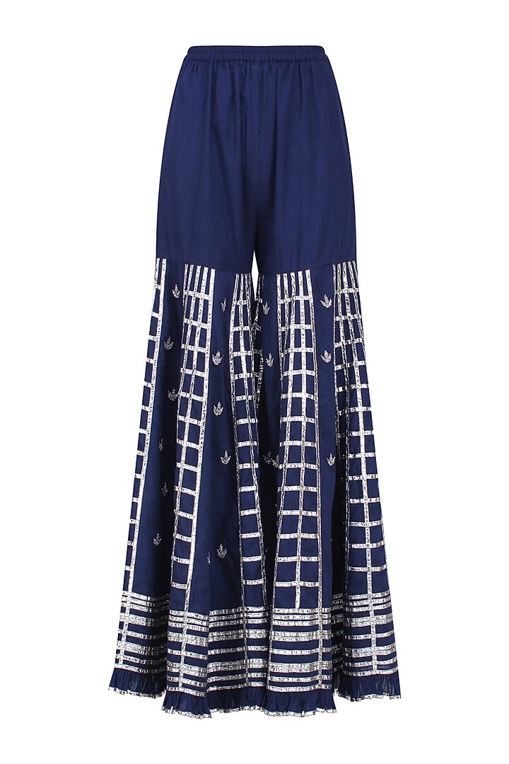 Navy Blue Gota Patti Work Kurta and Sharara Pants Set available only at Pernia's Pop Up Shop.