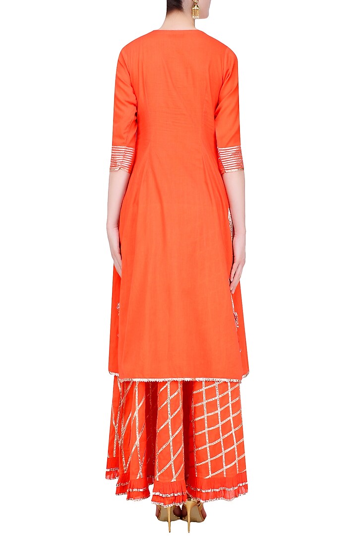 Orange Gota Patti Work Kurta and Skirt Set available only at Pernia's Pop Up Shop.