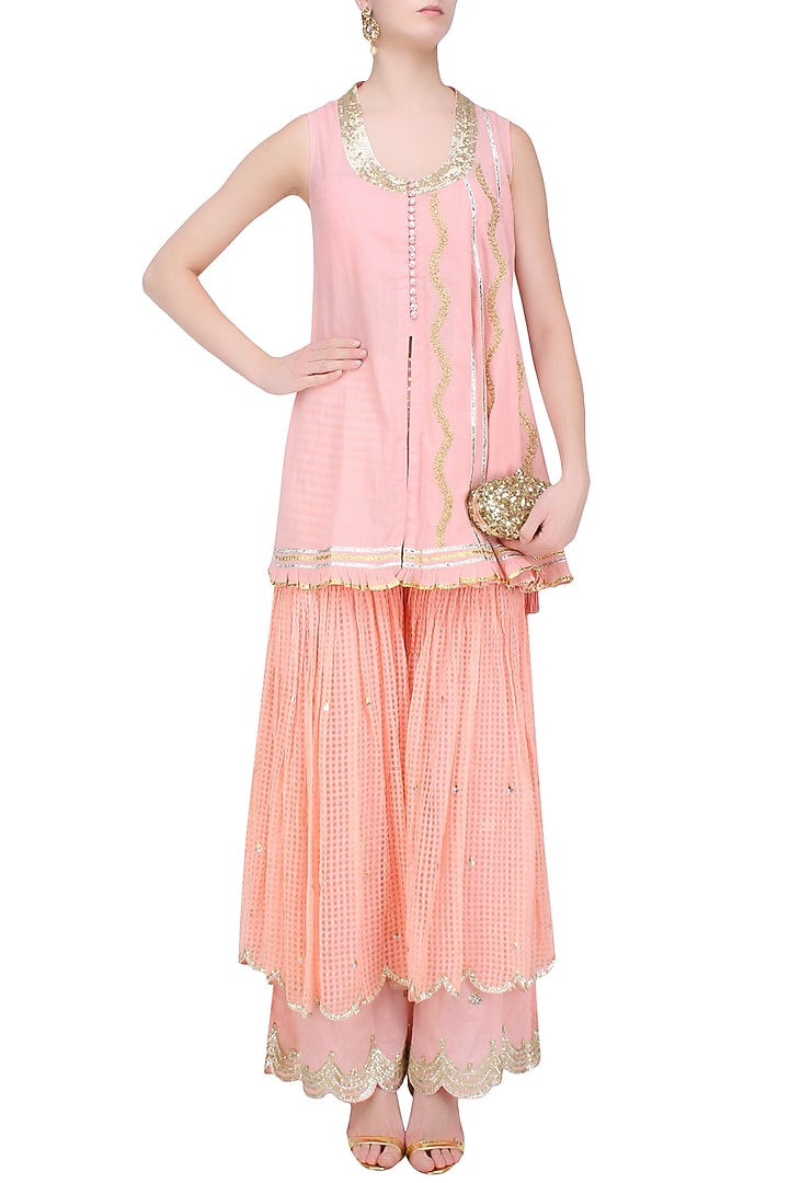 Pink Gota Patti Work Kurta and Sharara Set available only at Pernia's Pop Up Shop.