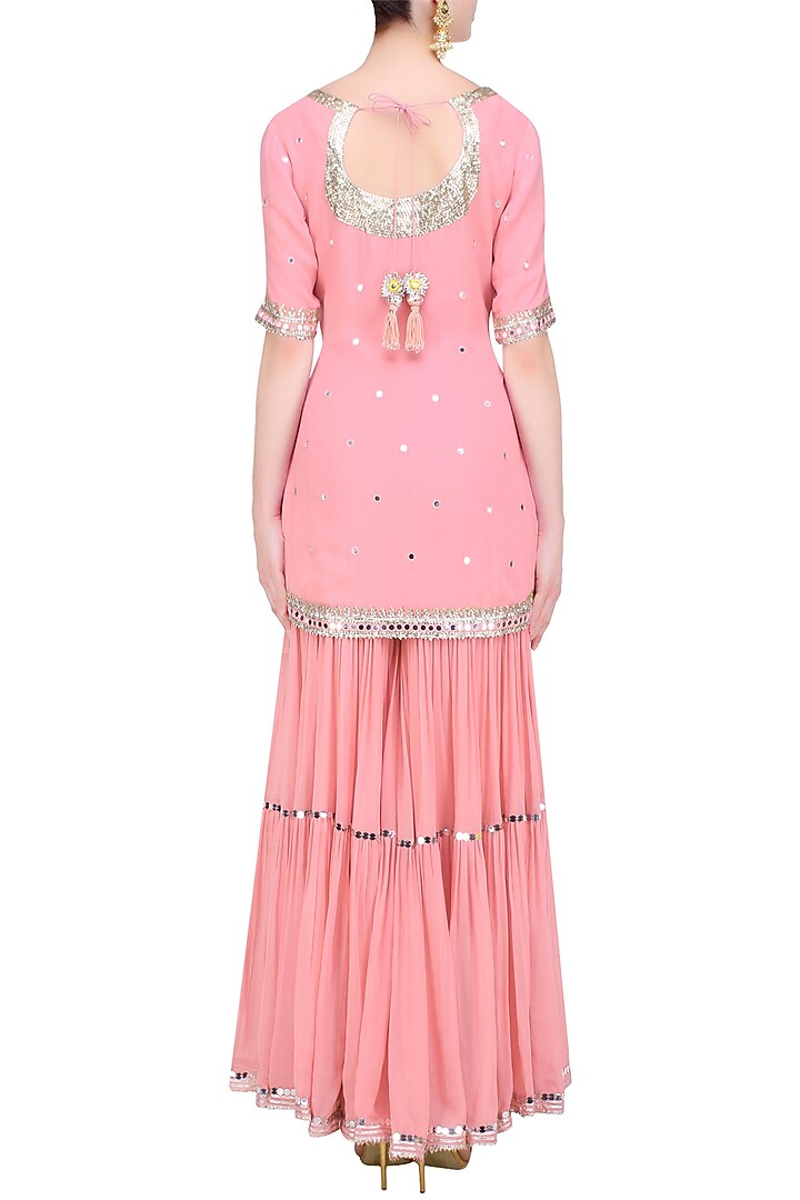 Pink sequins and gota patti work kurta and skirt set available only at Pernia's Pop Up Shop.
