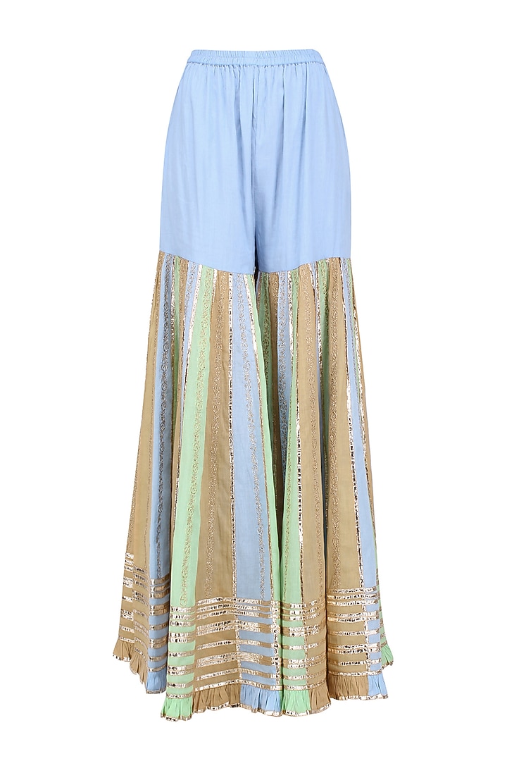 Powder blue gota patti work kurta and sharara pants set available only at Pernia's Pop Up Shop.