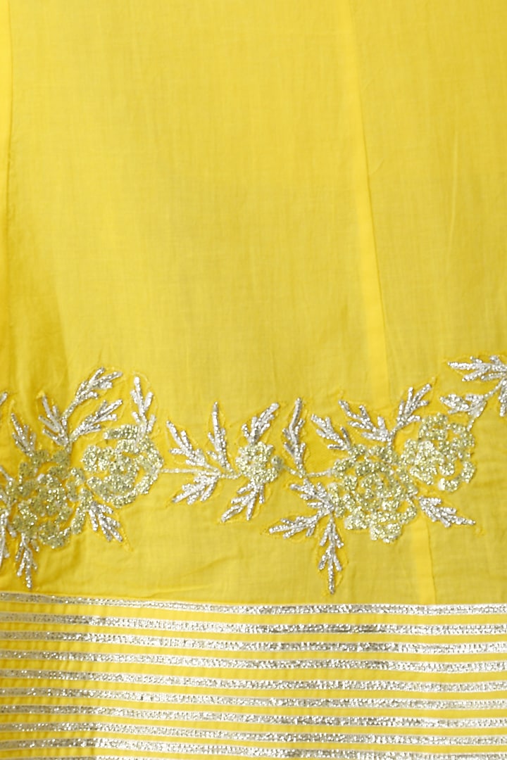 Yellow gota patti work jacket kurta, inner and pants set available only at Pernia's Pop Up Shop.