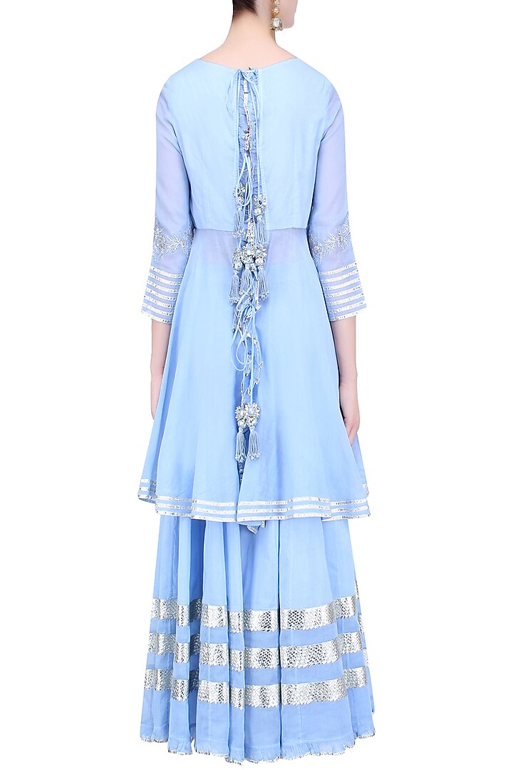 Light blue gota patti work kurta and skirt set available only at Pernia's Pop Up Shop.