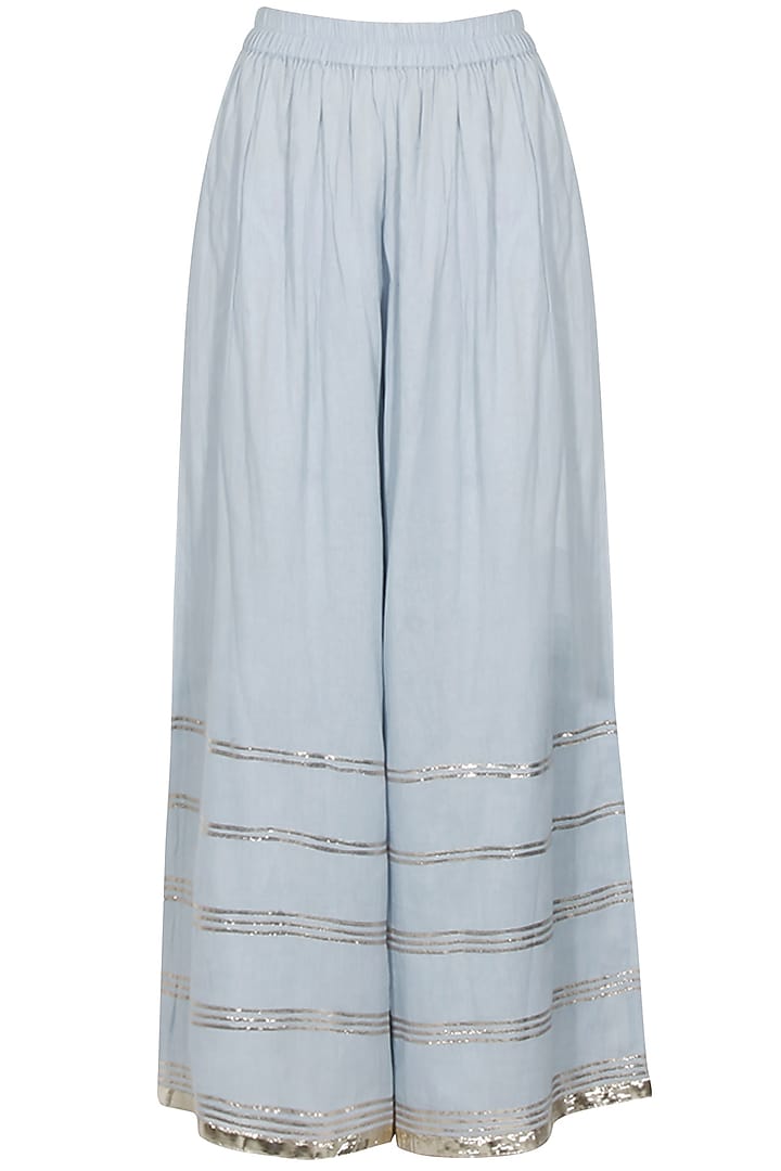 Serenity blue and rose gold gota patti work pakistani kurta and pyajama set available only at Pernia's Pop Up Shop.