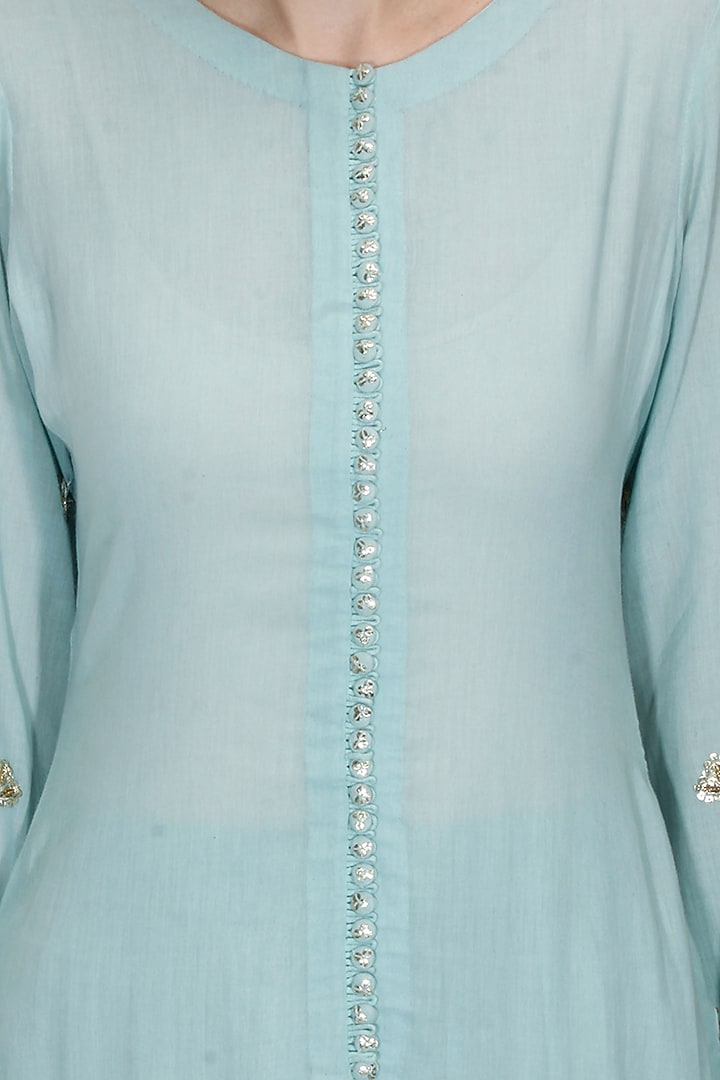 Light blue and gold gota patti work pakistani kurta and sharara set available only at Pernia's Pop Up Shop.