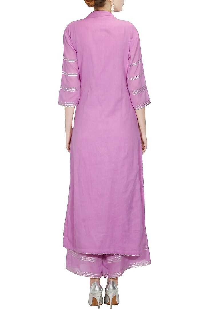 Lilac and silver gota patti work pakistani kurta and pyajama set available only at Pernia's Pop Up Shop.