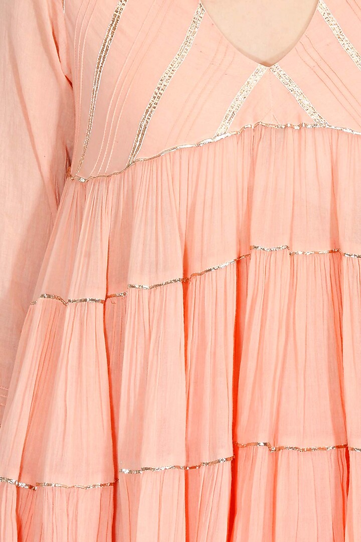 Peach gota patti work flared anarkali and pyjama set available only at Pernia's Pop Up Shop.
