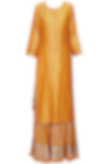 Orange and silver gota patti embroidered kurta and sharara pants set available only at Pernia's Pop Up Shop.
