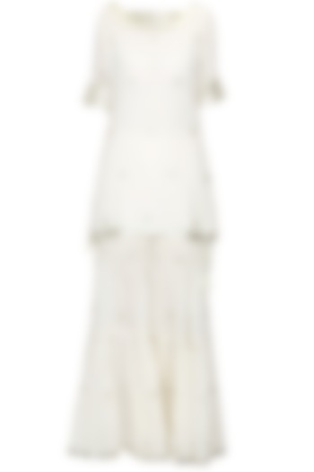 White sequins and gota patti work kurta and sharara set available only at Pernia's Pop Up Shop.