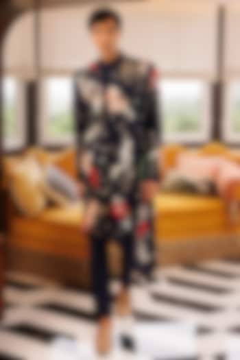 Blue Matka Silk Hand Embroidered Groom Sherwani Set by Sahil Kochhar Men at Pernia's Pop Up Shop