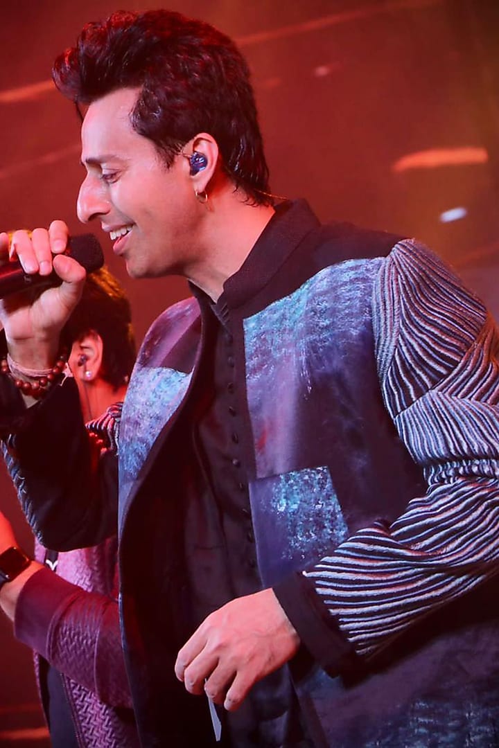 Black Kurta Set With Hand-Painted Jacket by Jatin Malik at Pernia's Pop Up Shop