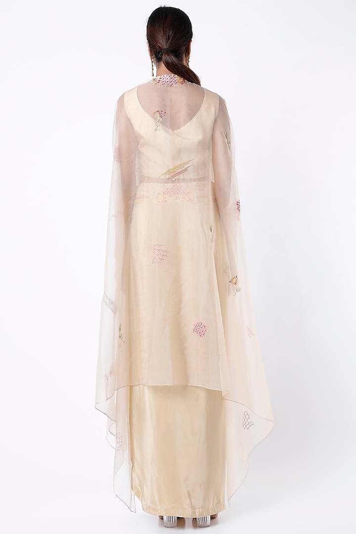Nude Organza Cape Set by Samad Atelier at Pernia's Pop Up Shop