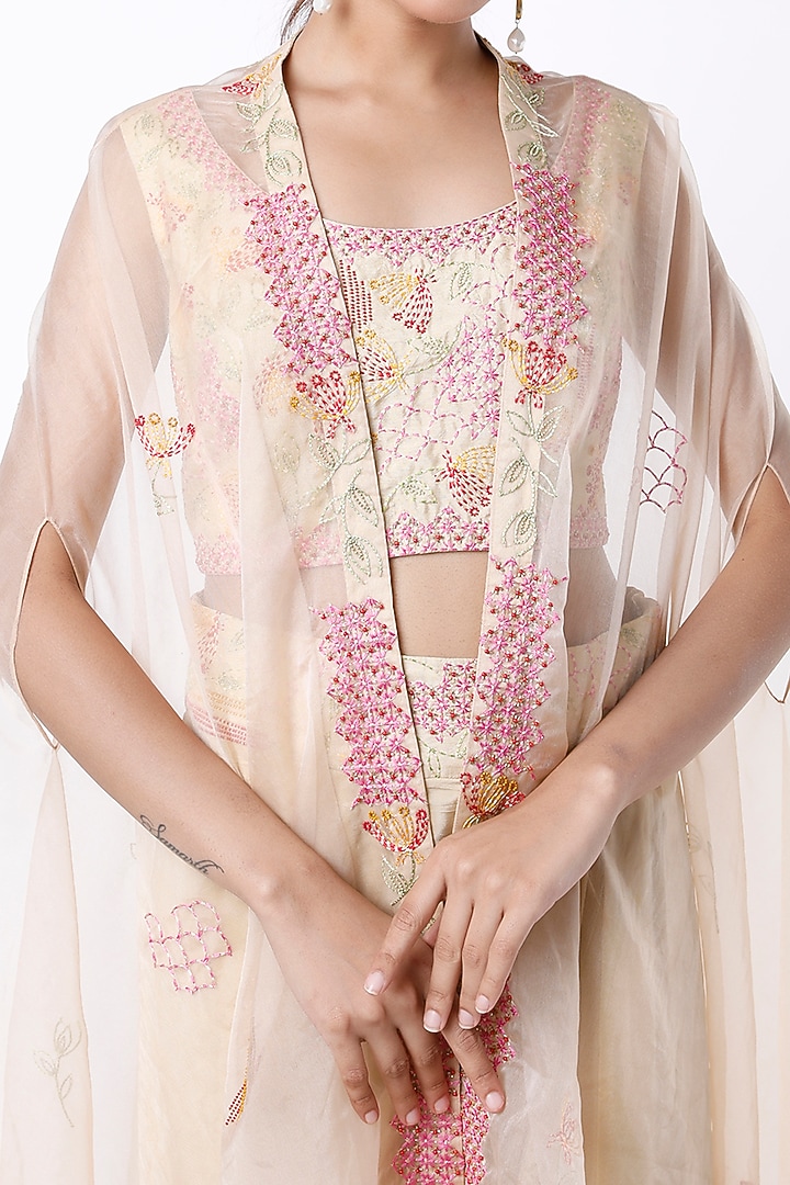 Nude Organza Cape Set by Samad Atelier at Pernia's Pop Up Shop