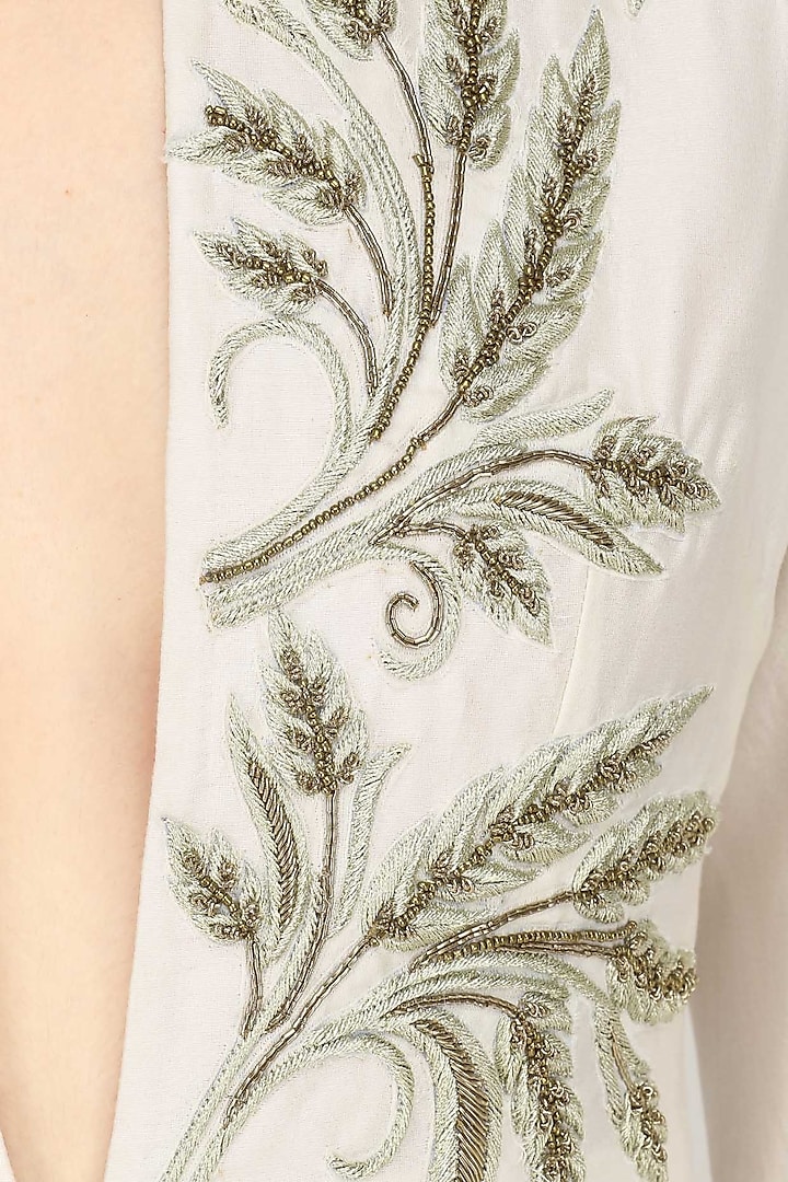 Ivory embroidered front open gown available only at Pernia's Pop Up Shop.