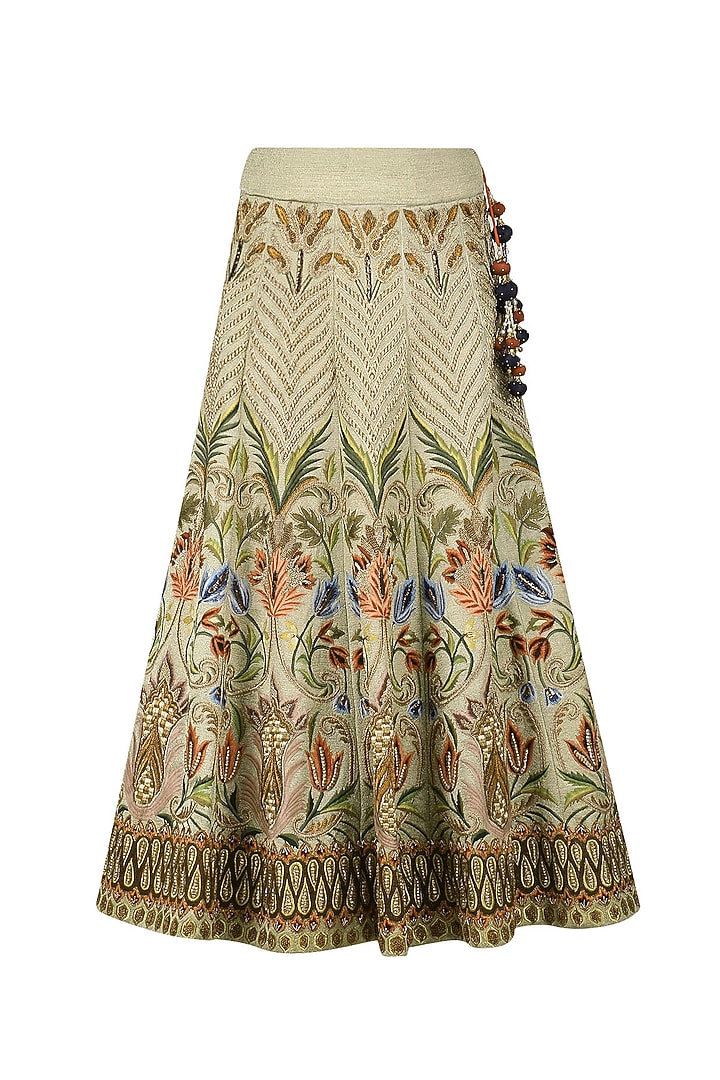 Gold heavy embroidered front open jacket lehenga set available only at Pernia's Pop Up Shop.