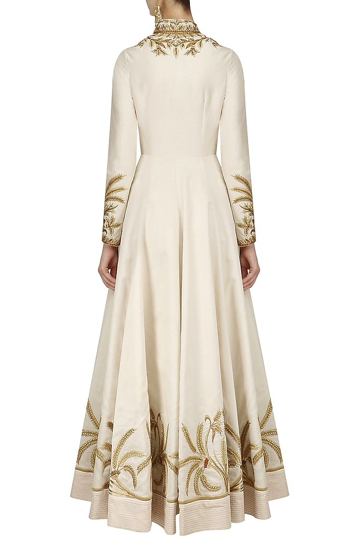 Ivory front open floral embroidered gown available only at Pernia's Pop Up Shop.