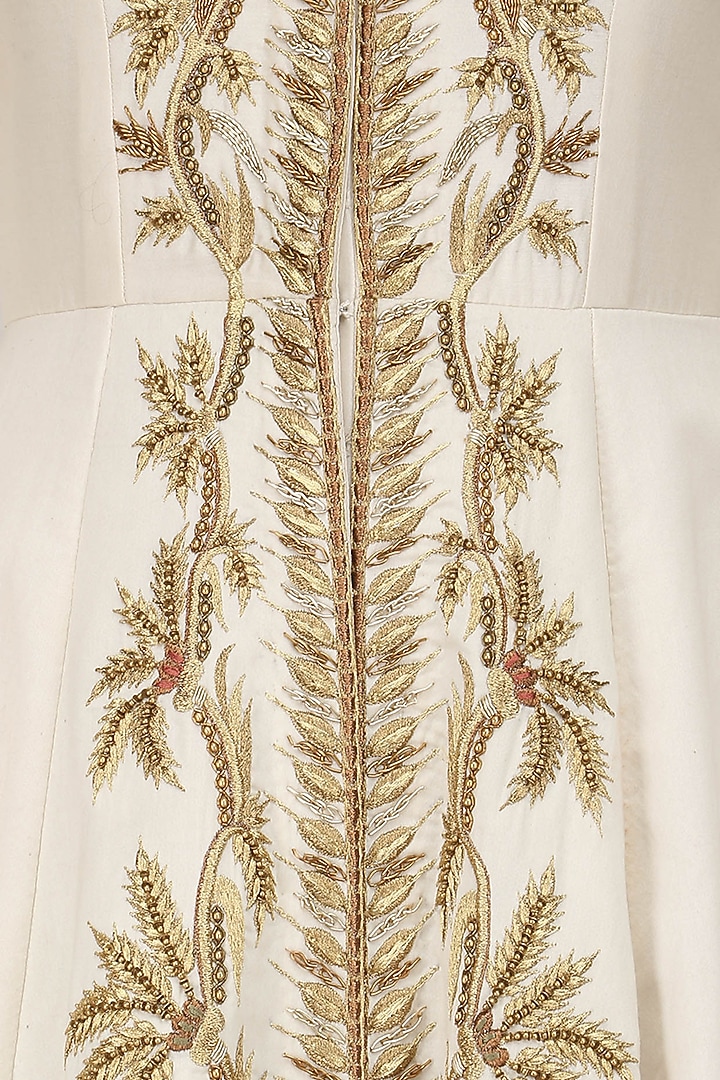 Ivory front open floral embroidered gown available only at Pernia's Pop Up Shop.