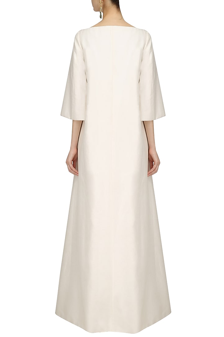 Ivory floral embroidered boat neck gown available only at Pernia's Pop Up Shop.
