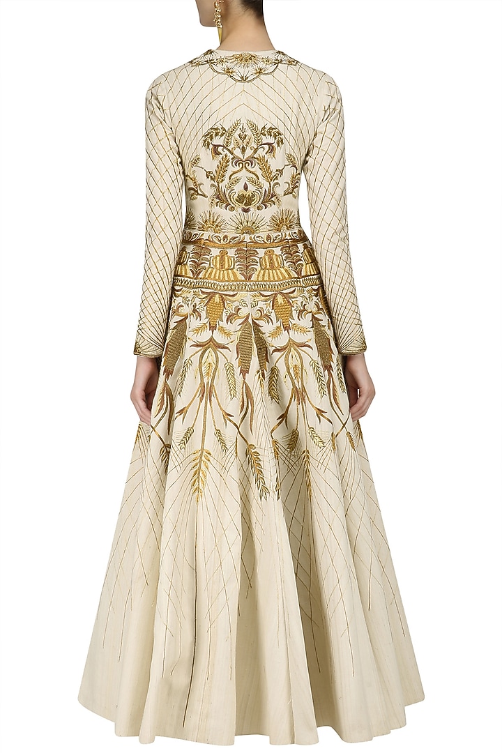 Ivory heavy floral embroidered gown available only at Pernia's Pop Up Shop.
