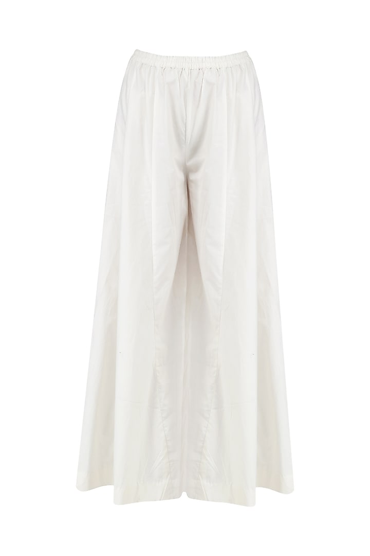 White block printed kalidaar kurta and palazzo pants set available only at Pernia's Pop Up Shop.