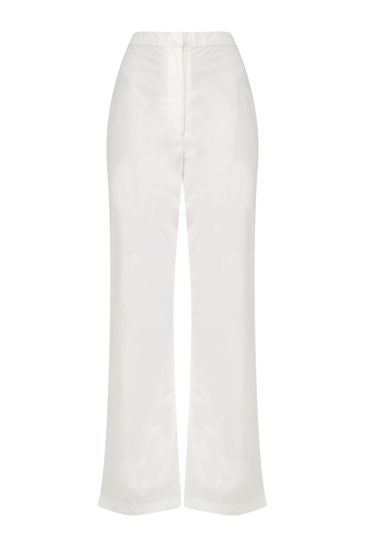 White block print high low kirta and palazzo pants set available only at Pernia's Pop Up Shop.